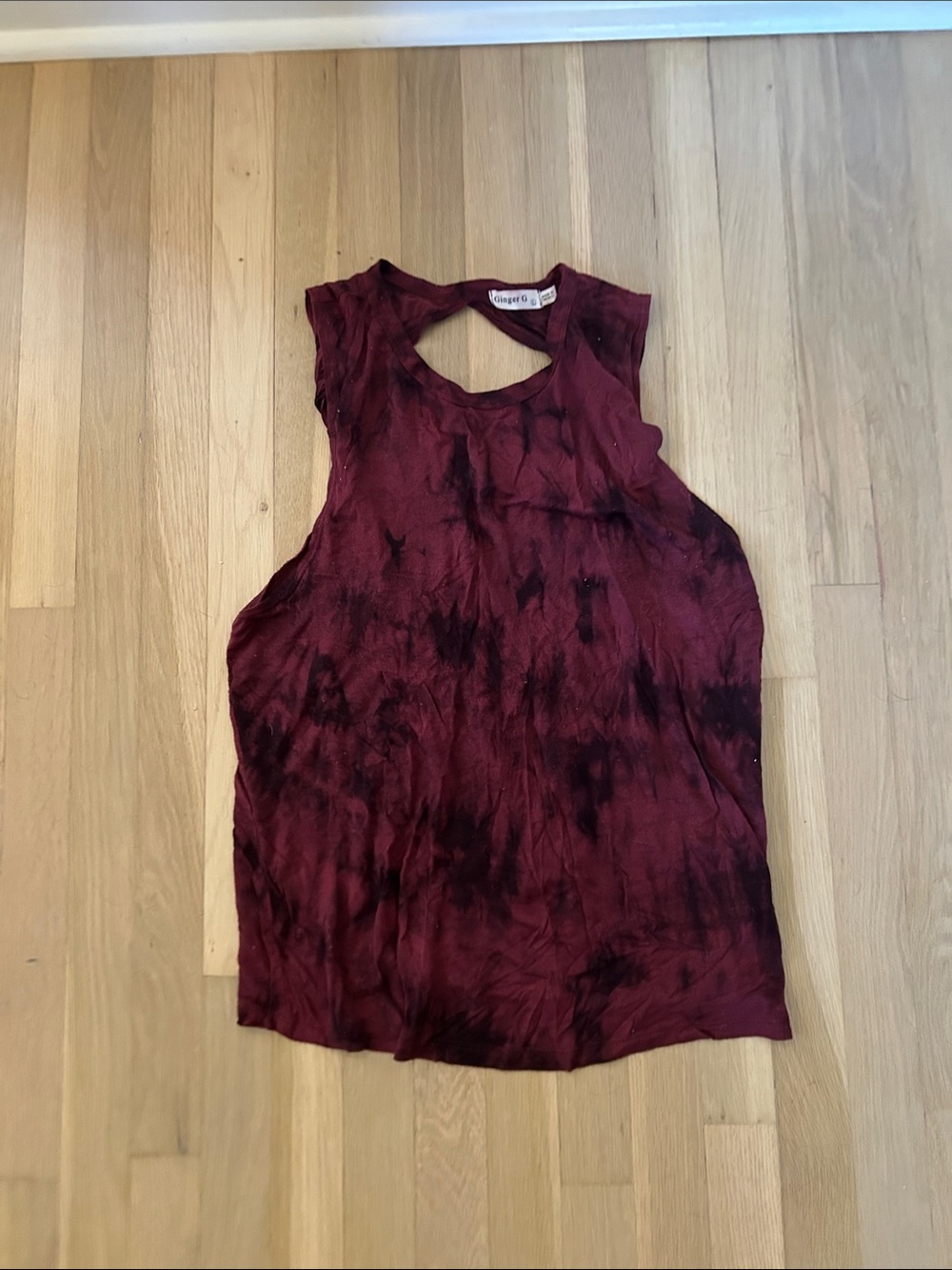 Ginger G Burgundy Tie-Dye Cutout Tank Top